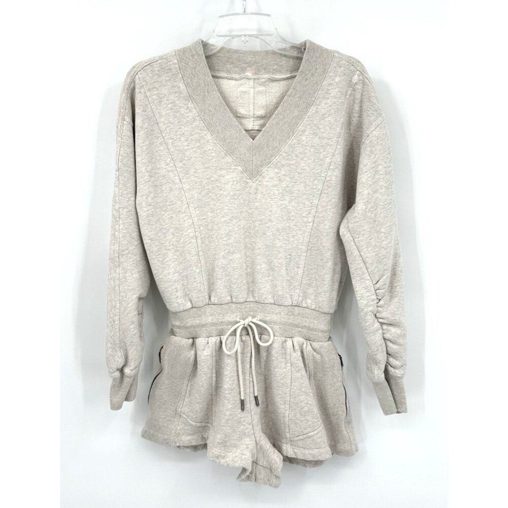 FREE PEOPLE MOVEMENT intercept romper sweats shorts drawstring waist gray S - Picture 5 of 12